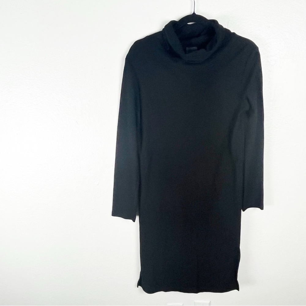 LOTUS EATERS Classic Black 100% Cotton Long Sleeves Turtleneck Dress Size Medium